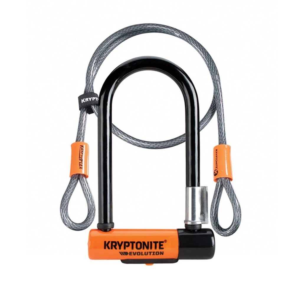 Kryptonite Evolution Mini-7 Lock With Cable + Flexframe Bracket Sold Secure Gold 3 Kryptonite Evolution Mini-7 Lock With Cable + Flexframe Bracket Sold Secure Gold